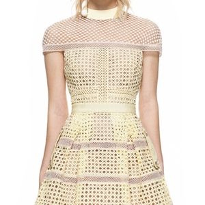 Self Portrait Yellow Lace+Lattice Mini (Sz.0/2)